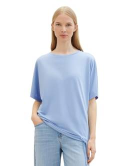 TOM TAILOR Damen Basic T-Shirt mit Rundhalsausschnitt, 34587 - Light Fjord Blue, M von TOM TAILOR