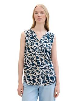 TOM TAILOR Damen Blusen Top mit Muster , blue abstract floral design, 38 von TOM TAILOR