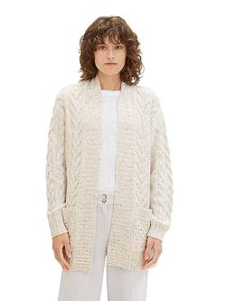 TOM TAILOR Damen Cardigan Strickjacke mit Struktur, beige nep yarn, L von TOM TAILOR