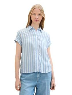 TOM TAILOR Damen Loose Fit Hemdbluse mit Streifen , offwhite blue vertical stripe, 44 von TOM TAILOR