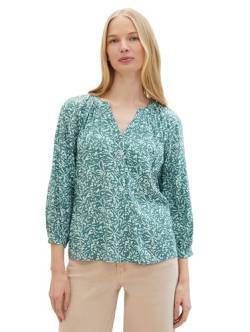 TOM TAILOR Damen Tunica Bluse mit Muster, 34840 - Green Abstract Leaf Print, 32 von TOM TAILOR