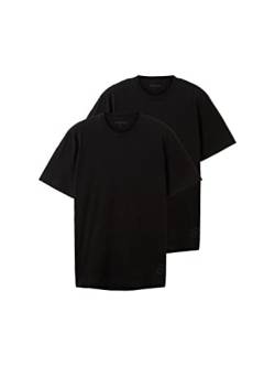 TOM TAILOR Herren 1037741 Doppelpack T-Shirt mit Rundhals-Ausschnitt aus Baumwolle, 29999-Black, L (2er Pack) von TOM TAILOR