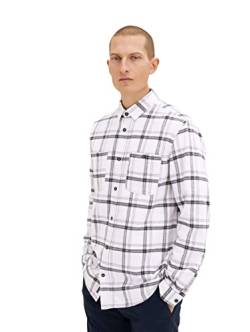 TOM TAILOR Herren Hemd mit Karo-Muster 1033706, 30740 - Off White Colorful Check, L von TOM TAILOR