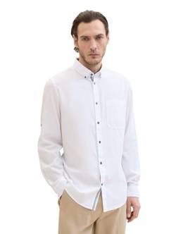 TOM TAILOR Herren Tailliertes Hemd mit Turn-Up Ärmeln, White, XL von TOM TAILOR