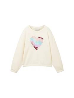 TOM TAILOR Mädchen 1037947 Sweatshirt mit Pailletten, 10330-Dove White, 104/110 von TOM TAILOR