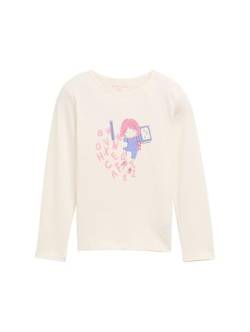 TOM TAILOR Mädchen Kinder Back-to-School Langarmshirt mit Print,12906 - Wool White, 116/122 von TOM TAILOR