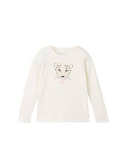 TOM TAILOR Mädchen Kinder Langarmshirt mit Print,12906 - Wool White, 104/110 von TOM TAILOR