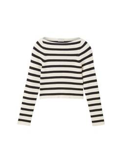 TOM TAILOR Mädchen Kinder Pullover mit Streifen,32557 - off white grey stripe, 152 von TOM TAILOR