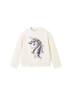 TOM TAILOR Mädchen Kinder Sweatshirt mit Pailletten-Einhorn,10330 - Dove White, 128/134 von TOM TAILOR