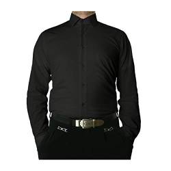 TONELLI Designer Herren Hemd Schwarz Bügelfrei klassischer Kragen Herrenhemd Kentkragen Langarm Größe XL 44 von TONELLI