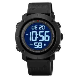 TONSHEN Unisex LED Elektronik Digitaluhr Outdoor Wasserdicht Sportuhr Doppelte Zeit Alarm Countdown Stoppuhr Plastik Uhren (Schwarz 2) von TONSHEN