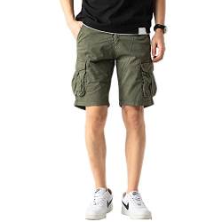 TONY BACKER Cargo-Shorts für Herren, Vintage, Baumwolle, mehrere Taschen, Sommer, kurze Cargohose, F7215, grün, 44W von TONY BACKER