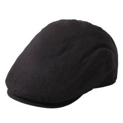 TOP-EX Schiebermütze Herren Wollmischung Flatcap Newsboy Schirmmütze Baskenmütze Cap Vintage Cap Barrett Ivy Gatsby Cap Tweed Beret Peaked Cap für Golf Driver Schwarz XL von TOP-EX