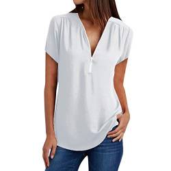 TOPEREUR Elegant Bluse Damen Chiffon Blusen Kurzarm Hemd Oberteile Shirt Tops mit Tasche für Damen Sommer von TOPENO