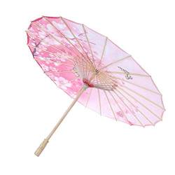 TOPINCN Papier Regenschirm Frauen Handgemachte Regendichte Handgemachte Winddicht Blumenmuster Chinesischen Klassischen Tanzschirm(Pink) von TOPINCN