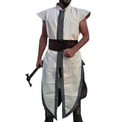 kein Gürtel Herren Mittelalter Tunika Kostüm LARP Wikinger Cosplay Robe T-Shirt Vintage Knight Reenactment Kleidung für Halloween von TOSHIKII