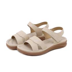 Frauen Plus Größe Casual Sandalen Bequeme Leichte Flache Offene Sandalen Sandalias Für Frauen Studenten Rutschen Schuhe (Color : Apricot, Size : 40) von TOSOFT