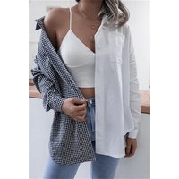 TOTOIN Langarmhemd Frühling und Sommer Casual Plaid Patchwork Mode vielseitig lose Frauen Shirt von TOTOIN