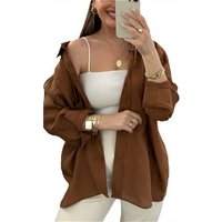 TOTOIN Langarmhemd Mode Shirt Frauen lose hängende Schulter Einreihige Strickjacke langärmliges Hemd von TOTOIN