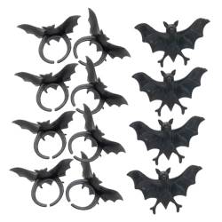 TOYANDONA 50 Stück Schwarze Fledermaus Ringe Offene Fledermaus Ringe Halloween Fledermaus Ring Fledermaus Ring Requisiten Knöchel Finger Ring Süßes Oder Saures Ringe Halloween Kostüm von TOYANDONA