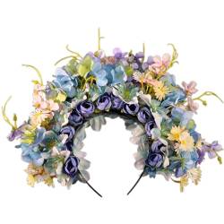 TQUXNGA Elegantes Seiden-Haarband mit Blumenmuster, schönes Blumen-Haarband, Accessoire, schöne Blumenverzierung, Haarschmuck von TQUXNGA