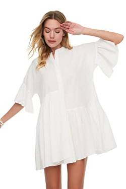 TRENDYOL Damen Asymmetric Temporary Beach Dress, Weiß, 44 EU von TRENDYOL