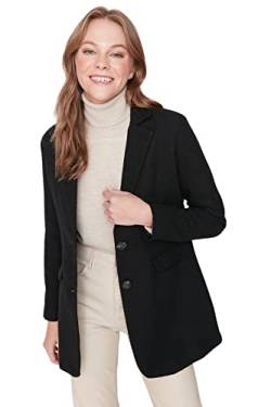 TRENDYOL Damen Trendyol Damen Modest Figurbetont Blazer Plain Webstoff Jacke Coat, Schwarz, 42 EU von TRENDYOL