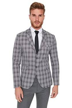 TRENDYOL Herren Trendyol Herren Regular Basic Plaid Webstoff Jacke Coat, Grau, 56 EU von TRENDYOL