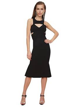 Trendyol Damen Frauen Midi Meerjungfrau Tailliertes gewebtes Kleid, Schwarz, 34 von TRENDYOL