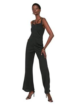 Trendyol Damen Plain Dünner Strick Overalls, Schwarz, XS von TRENDYOL