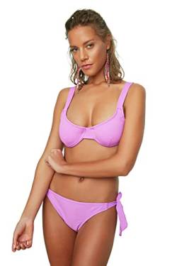 Trendyol Damen Textured Balenic Bikini Top, Lila, 42 EU von TRENDYOL