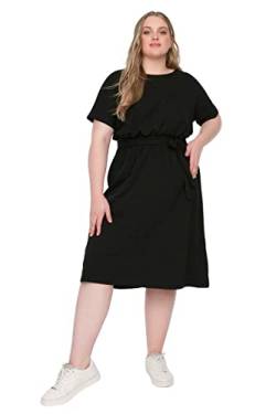 Trendyol Damen Women line Dress Mini A-Linie Relaxed Fit Knit Plus Size Kleid, Black, 5XL Größen von TRENDYOL