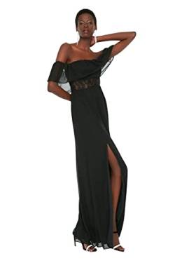 Trendyol Damen Women line Regular fit Woven Evening Dress Maxi A-Linie, gewebtes Abendkleid mit normaler Passform, Black, 60 von TRENDYOL