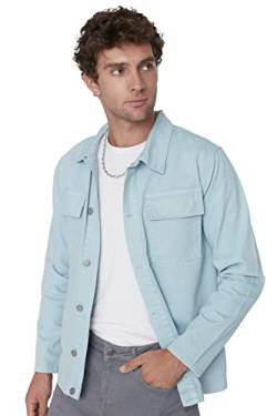 Trendyol Men's Herren Regular Basic Plain Denim Jacke Coat, Mint, L von TRENDYOL