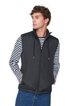 Trendyol Men's Standing Collar Plain Regular Vest Sweater, Black, S von TRENDYOL