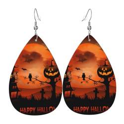 Happy Halloween - Stilvolle Leder-Ohrringe für Frauen - Trendige baumelnde Ohrringe mit anmutigem Tropfen-Design, Einheitsgröße, Kunstleder von TRESILA