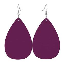 Morning Glory Purple - Stilvolle Leder-Ohrringe für Frauen - trendige baumelnde Ohrringe mit anmutigem Tropfen-Design, Einheitsgröße, Kunstleder von TRESILA