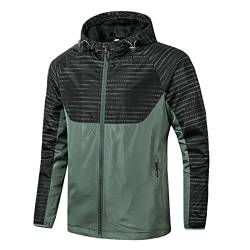 TRFPLOOC Regenjacke Herren, Wasserdichte Regenjacke, winddichter Regenmantel, Jacke Wasserdicht Winddicht Softshelljacken Atmungsaktiv Leichte Männer Regenmantel Jacke Übergangsjacke (A-Grün, XL) von TRFPLOOC