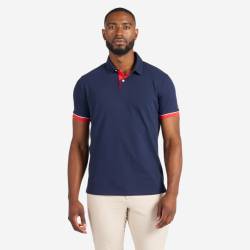 Poloshirt Segeln Herren kurzarm - 100 marineblau/rot von TRIBORD