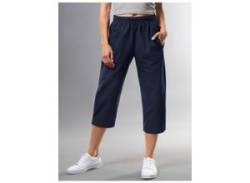 Jerseyhose TRIGEMA "TRIGEMA 3/4 Freizeithose aus Baumwolle", Damen, Gr. XXXL, US-Größen, blau (navy), 100% Baumwolle, Basic, Hosen von TRIGEMA