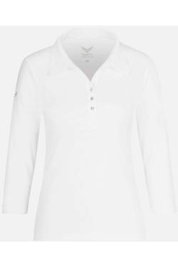 TRIGEMA Slim Fit Damen Poloshirt weiss, Einfarbig von TRIGEMA