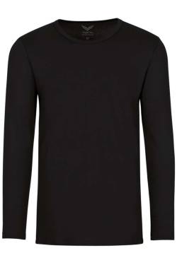 TRIGEMA Slim Fit Longsleeve schwarz, Einfarbig von TRIGEMA