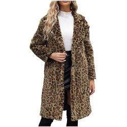 Damen Lange Kunstpelze Jacke Große Größen Leopard Pelzmantel Kuschelig Fellmantel Dicke Warme Kunstfell Mantel Winterjacke Winter Pelzjacke Langarm Wintermantel Lose Felljacke Übergangsjacke von TRIGLICOLEUM