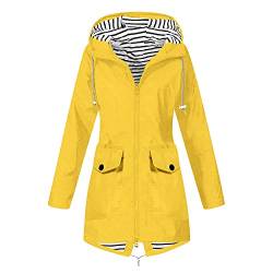 Regenjacke Damen Wasserdichte Atmungsaktiv Softshelljacke Outdoorjacke Atmungsaktive Packbare Übergangsjacke Leichte Jacke mit Kapuze für Frühlings Herbst zum Wandern Trekking Fahrrad Regenmantel von TRIGLICOLEUM