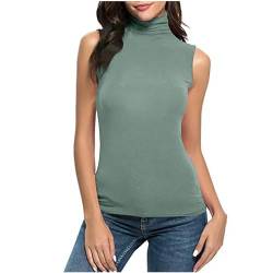 Rollkragenshirt Damen Sexy Ärmerlos Rolli Top Rollkragen Weste Sommer Tshirt Einfarbig Basic Tanktop Y2K Oberteile Turtleneck Pullover Slim Fit Shirt Enge Tanktops Leichte Tee Tops Streetwear von TRIGLICOLEUM