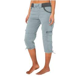 TRIGLICOLEUM Discounter Caprihose Damen Sommer 7/8 Hose Baumwolle Arbeitshose Hohe Taille Sommerhose Einfarbig Sporthose Regular Fit Caprihose Freizeithose Jogginghose mit Taschen Arbeitshose Kurze von TRIGLICOLEUM