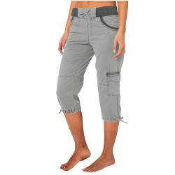 TRIGLICOLEUM Gutschein Caprihose Damen Sommer 7/8 Hose Baumwolle Arbeitshose Hohe Taille Sommerhose Einfarbig Sporthose Regular Fit Caprihose Freizeithose Jogginghose mit Taschen Arbeitshose Kurze von TRIGLICOLEUM