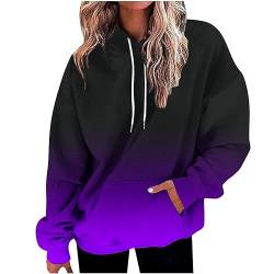 die Discounter Hoodie Damen Oversize Kapuzenpullover Farbverlauf Pullover Sweatshirt mit Kapuze Langarm Winter Mode Oberteile Casual Sportshirt Kordelzug Langarmshirt Streetwear Shirt von TRIGLICOLEUM