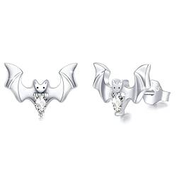 Fledermaus Ohrringe 925 Sterling Silber Fledermaus Ohrstecker Halloween Ohrstecker Hypoallergene Fledermaus Schmuck Geschenk für Damen Frauen Mädchen Kinder (Silber) von TRISHULA