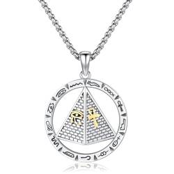 TRISHULA Ägyptische Pyramiden Halskette 925er Sterlingsilber Ankh und Auge des Horus Elementschmuck ägyptische Halskette für Männer von TRISHULA